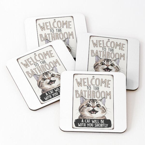 Item preview, Funny Cat Bathroom Welcome Sign  designed and sold by TeeARTHY.