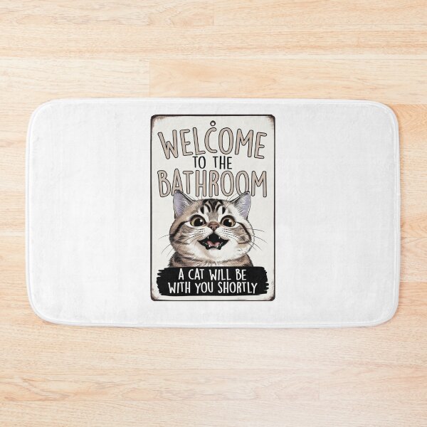 Item preview, Funny Cat Bathroom Welcome Sign  designed and sold by TeeARTHY.