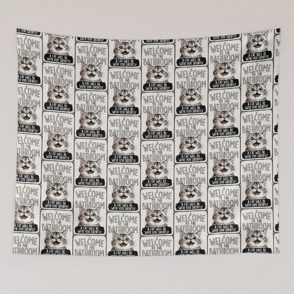 Item preview, Funny Cat Bathroom Welcome Sign  designed and sold by TeeARTHY.