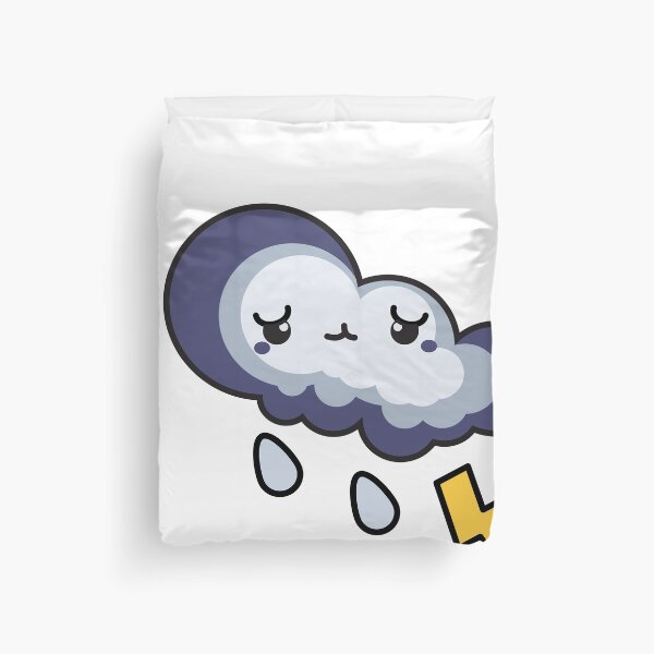 Item preview, Sleepy Storm Cloud Kawaii Sticker – Cute Rain Cloud with Lightning designed and sold by randomblink.