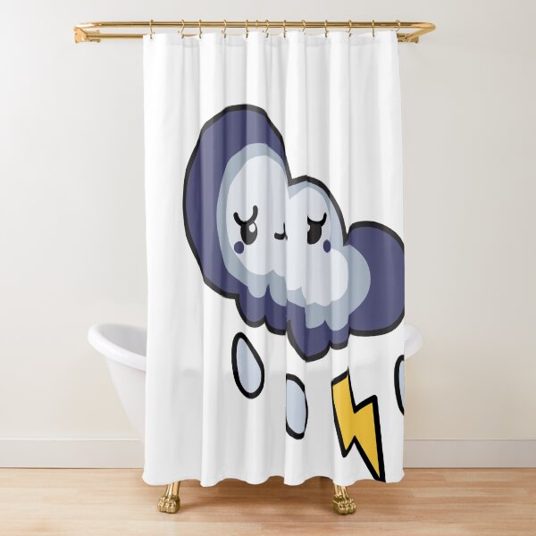 Item preview, Sleepy Storm Cloud Kawaii Sticker – Cute Rain Cloud with Lightning designed and sold by randomblink.