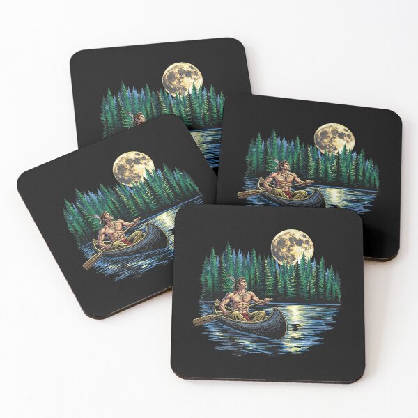 Item preview, Native American Warrior Canoeing Under Full Moon designed and sold by TeeARTHY.
