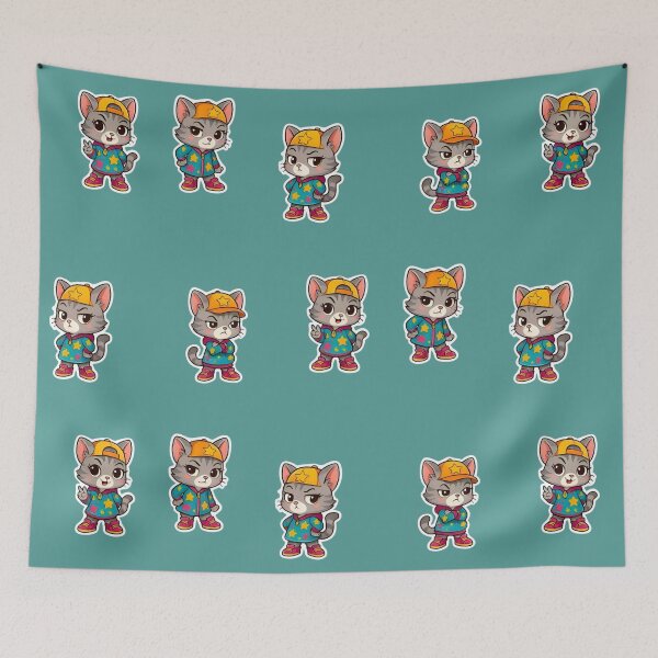 Item preview, Cute Star Hoodie Cat – Colorful Cartoon Kitten Stickers | Kids Aesthetic Art designed and sold by Good Vibes .