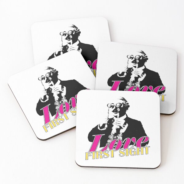 Item preview, Love at First Sight – Gentleman Illustration with Binoculars and Bold Text designed and sold by Helmina Groper.