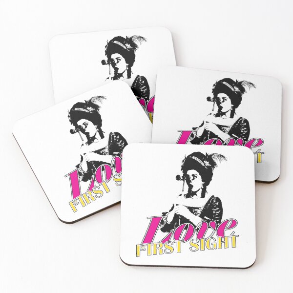 Item preview, Love at First Sight – Lady Illustration with Binoculars and Bold Text designed and sold by Helmina Groper.