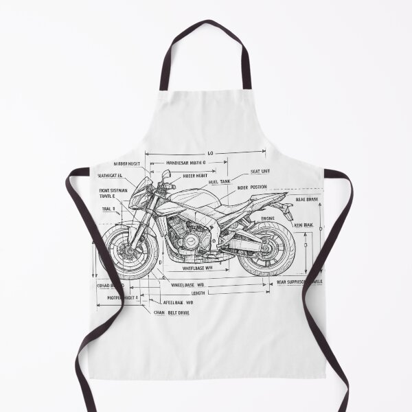 Item preview, Technical Motorcycle Blueprint – Side View Engineering Drawing designed and sold by Karszul.