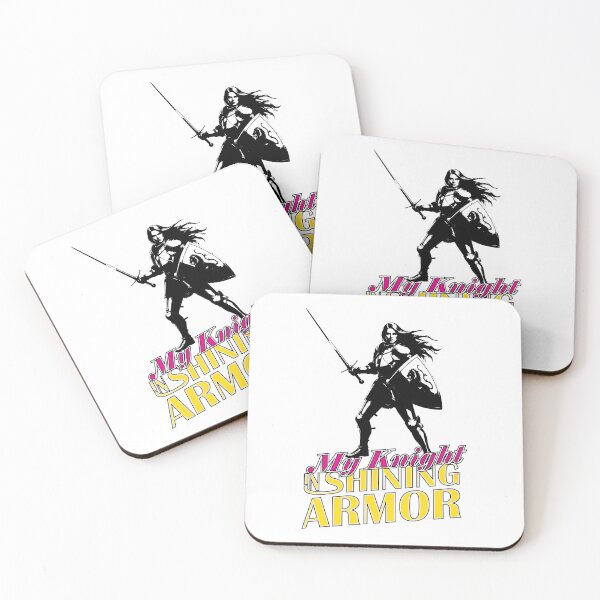 Item preview, My Knight in Shining Armor – Female Warrior Illustration with Bold Typography designed and sold by Helmina Groper.