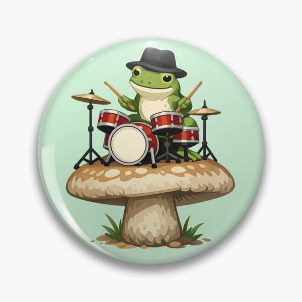 Item preview, Whimsical Frog Drummer – Mushroom Stage designed and sold by Dogandesighn.