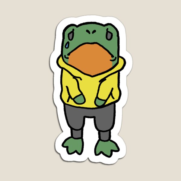 Item preview, Overwhelmed Frog – Sad Hoodie Frog Sticker | Anxious, Burnout, Relatable Mood designed and sold by FuzziGummiShoppe.