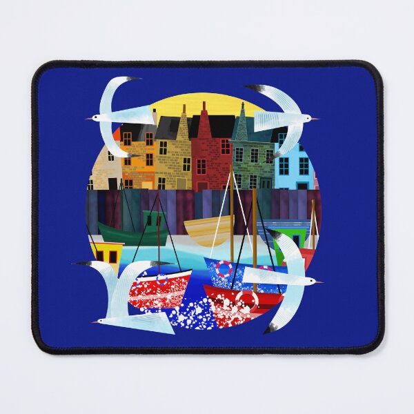 Item preview, Colourful Fishing Village with Seagulls designed and sold by Andrew  Hitchen.