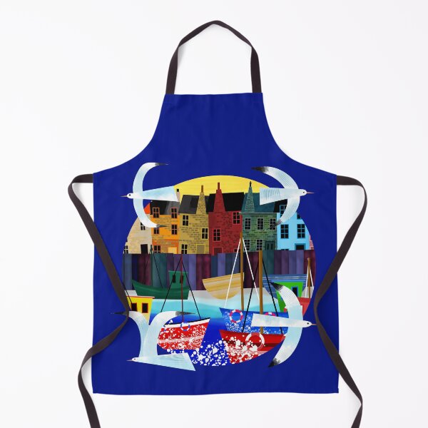 Item preview, Colourful Fishing Village with Seagulls designed and sold by Andrew Hitchen.