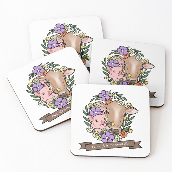Item preview, Pastoral Farm Life: Cow & Pig Floral designed and sold by Farmon52nd.