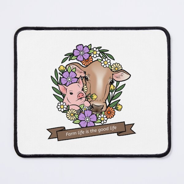Item preview, Pastoral Farm Life: Cow & Pig Floral designed and sold by Farmon52nd.