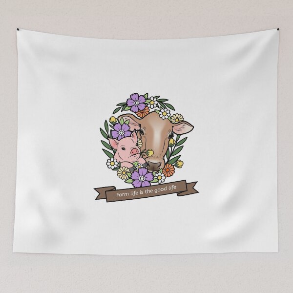 Item preview, Pastoral Farm Life: Cow & Pig Floral designed and sold by Farmon52nd.