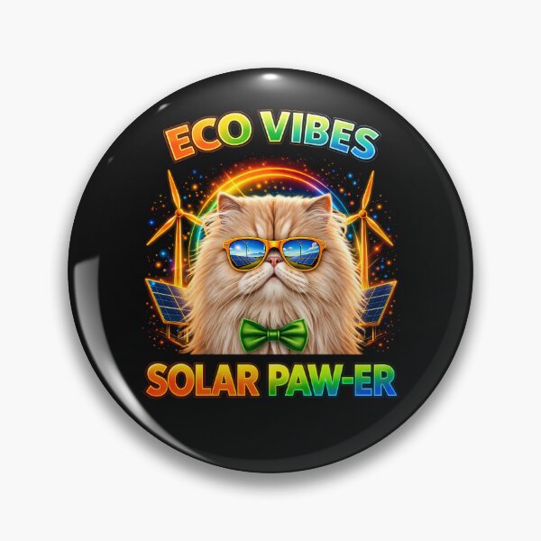 Aperçu de l'œuvre Chat persan Solar Punk – Design éco-responsable à imprimé chat Solar Paw-er créée et vendue par PixelsPaws.