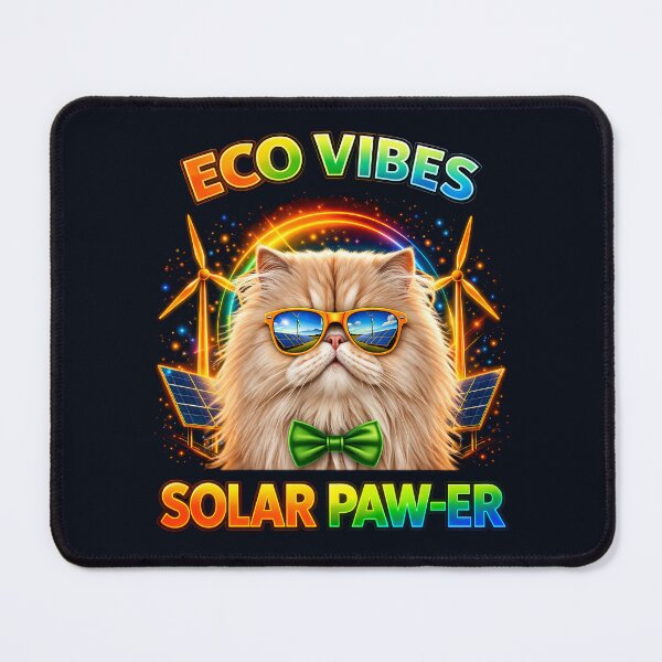 Item preview, Persian Cat Solar Punk – Eco Vibes Solar Paw-er Cat Print Design designed and sold by PixelsPaws.
