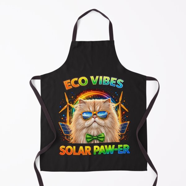 Aperçu de l'œuvre Chat persan Solar Punk – Design éco-responsable à imprimé chat Solar Paw-er créée et vendue par PixelsPaws.