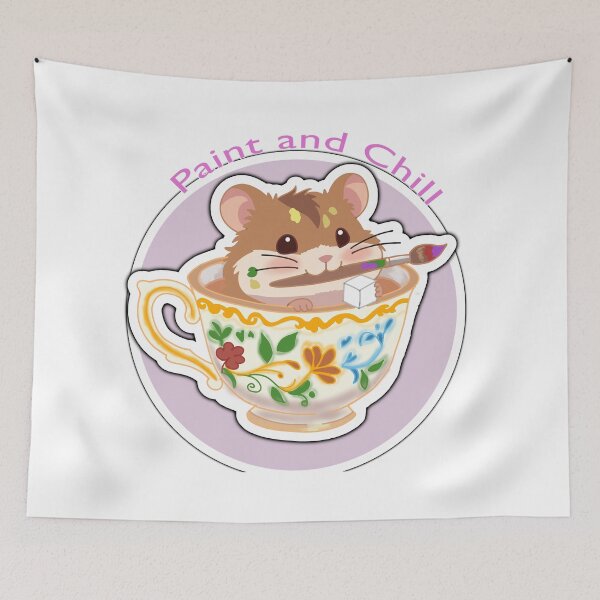 Item preview, Cute Painting Hamster Sticker – “Paint and Chill” Kawaii Artist Animal Design designed and sold by pn_terest.