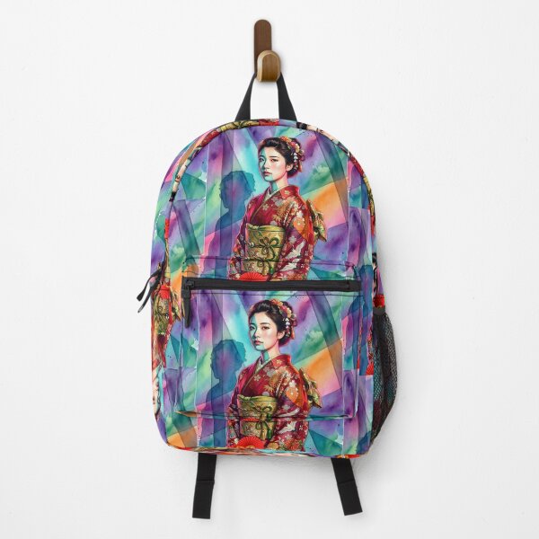Item preview, Watercolor Anniversary Portrait: Japanese Maiden in Red Furisode (20 Years) designed and sold by VibranPalette.
