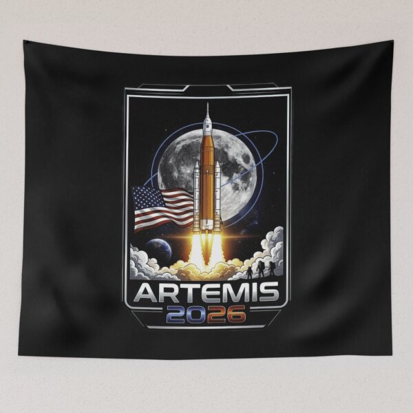 Item preview, Artemis 2026 Moon Mission Rocket Launch American Space Program Classic T-Shirt designed and sold by kittens2doggy.