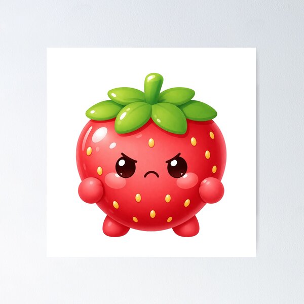 Item preview, Angry Strawberry Kawaii Character Sticker | Cute Fruit Cartoon | Funny Aesthetic Expression Design designed and sold by NovixaDesigns.