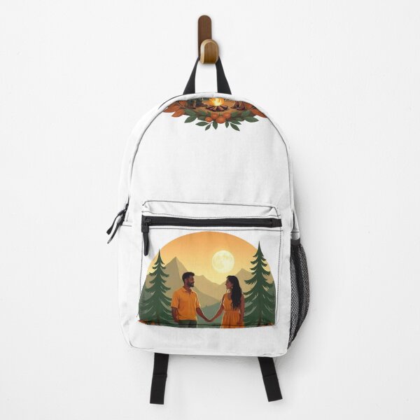 Item preview, couple standing in forest with leaves in a natural sunset portrait designed and sold by GulDesigns.
