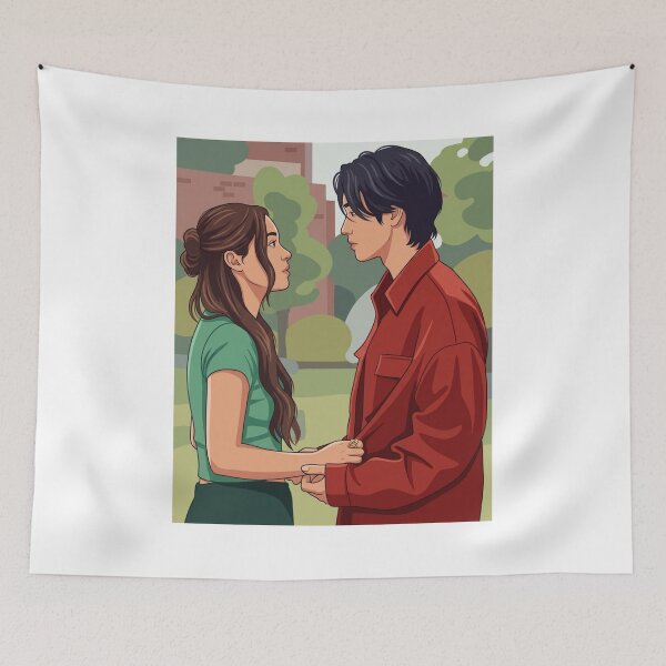 Item preview, XO Kitty – Kitty & Min Ho vector art| K-Drama Romance Aesthetic Art designed and sold by Fandom Universe.