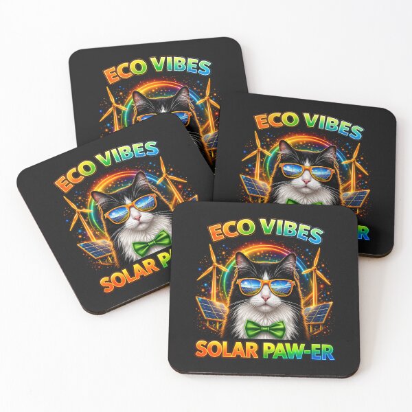 Item preview, Tuxedo Cat Solar Punk – Eco Vibes Solar Paw-er Black & White Cat Design designed and sold by PixelsPaws.