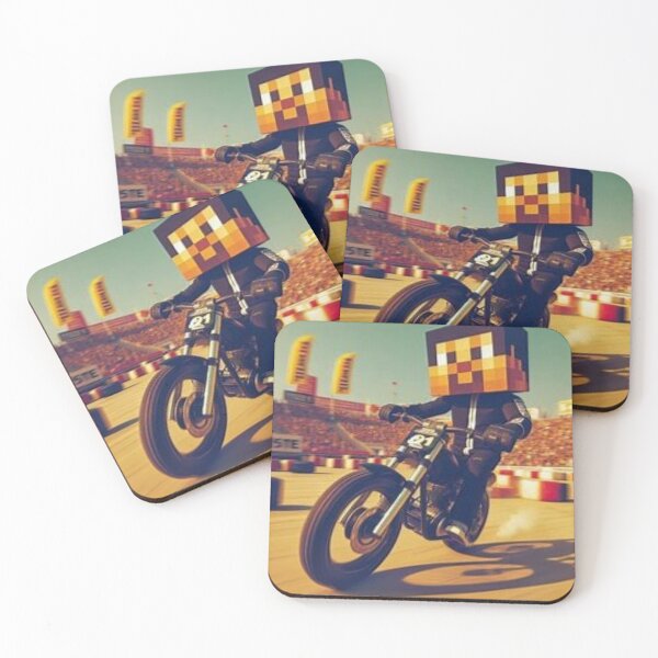 Item preview, “PIXEL RACER MODE — Blockhead on Full Throttle” designed and sold by Print Fiction.