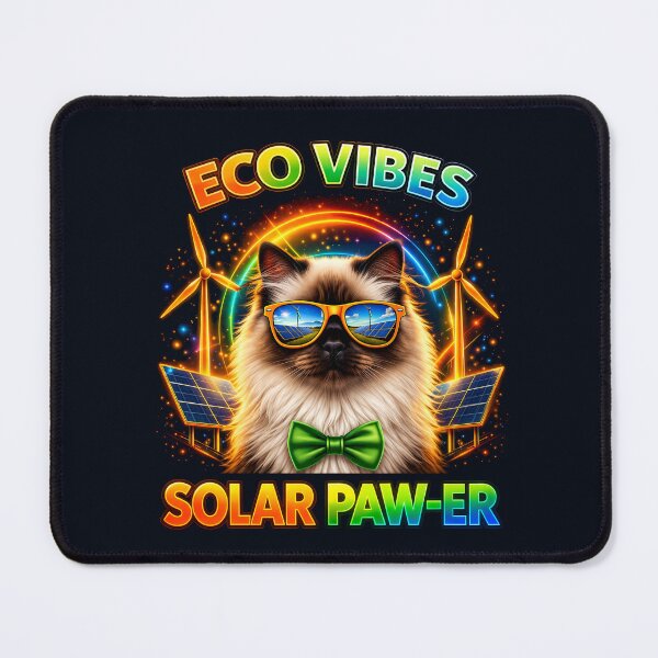 Item preview, Birman Cat Solar Punk – Eco Vibes Solar Paw-er Blue Eyed Cat Design designed and sold by PixelsPaws.