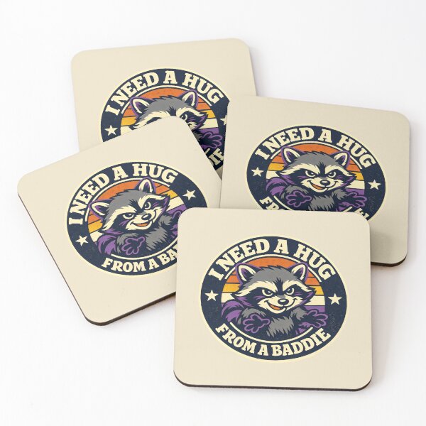 Item preview, I Need A Hug From A Baddie Raccoon Retro Aesthetic designed and sold by SplashTastic.