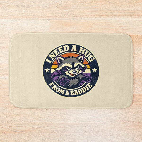 Item preview, I Need A Hug From A Baddie Raccoon Retro Aesthetic designed and sold by SplashTastic.