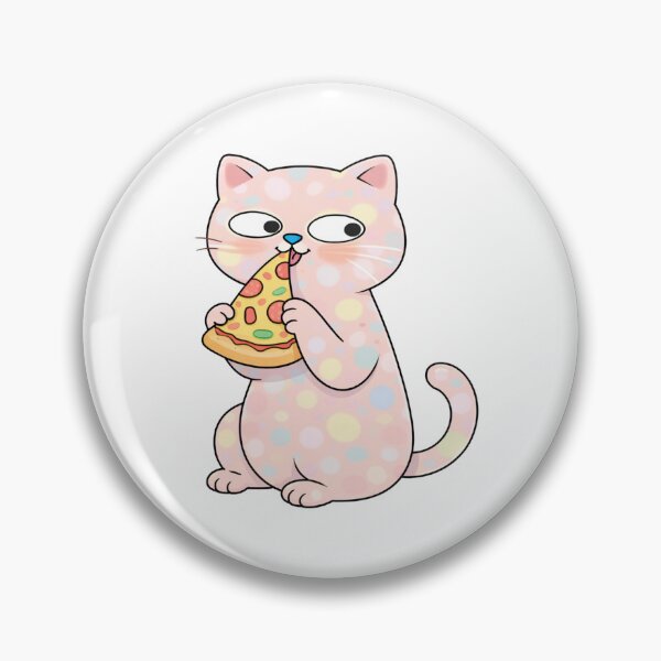 Item preview, Spotty polka dot cat eating slice of pizza designed and sold by BritishDelights.