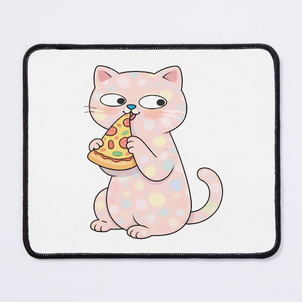 Item preview, Spotty polka dot cat eating slice of pizza designed and sold by BritishDelights.