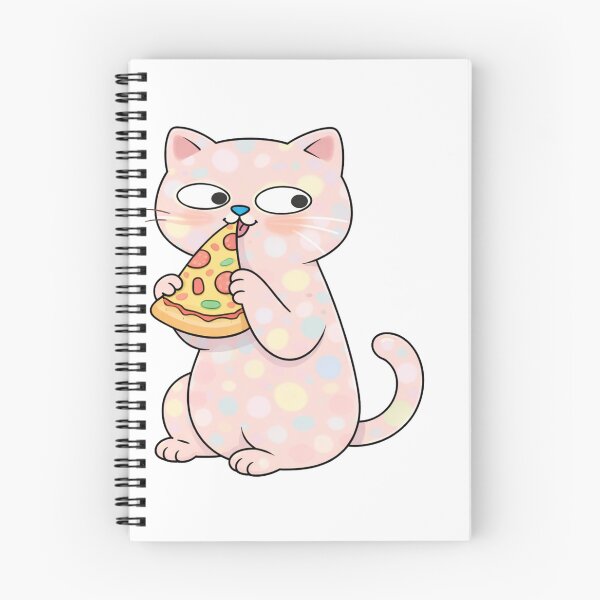 Item preview, Spotty polka dot cat eating slice of pizza designed and sold by BritishDelights.