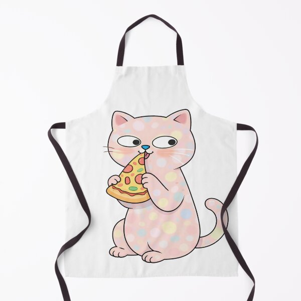 Item preview, Spotty polka dot cat eating slice of pizza designed and sold by BritishDelights.