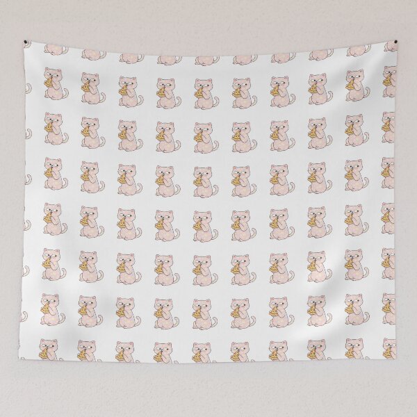Item preview, Spotty polka dot cat eating slice of pizza designed and sold by BritishDelights.