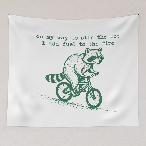 Item preview, On My Way To Stir The Pot And Add Fuel To The Fire Funny Raccoon Bicycle Cute Sassy Sarcastic Quote designed and sold by gunaone-design.