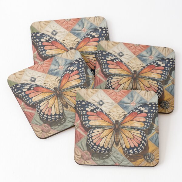 Item preview, Butterfly on patchwork fabric,oil paint. designed and sold by elegantpaterns.
