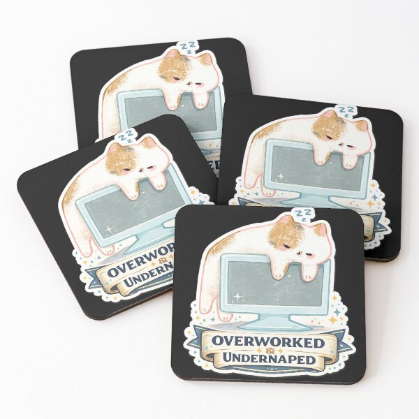 Item preview, Overworked & Undernapped Cat – Funny Work Meme Sticker designed and sold by sumodesign.