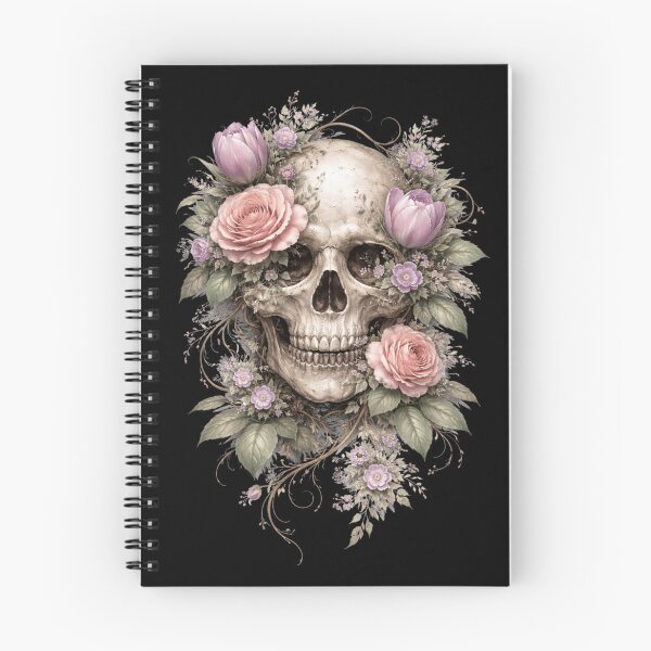 Item preview, Floral Skull with Pink Roses and Tulips Gothic Art designed and sold by Shanker-studio.