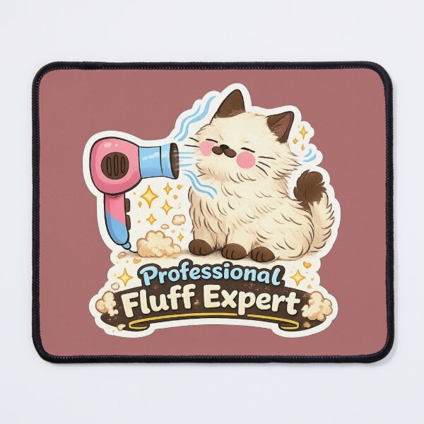 Item preview, “Professional Fluff Expert Cat – Funny Grooming Meme Sticker” designed and sold by sumodesign.