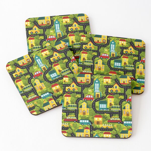 Item preview, Busy Bright Green Town Map Pattern designed and sold by Piotrek0001.