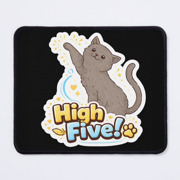 Item preview, “High Five Cat – Cute Motivational Sticker | Positive Vibes” designed and sold by sumodesign.