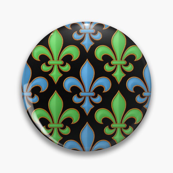 Item preview, Black Blue Green Fleur-de-lis Design designed and sold by PatternTitan.