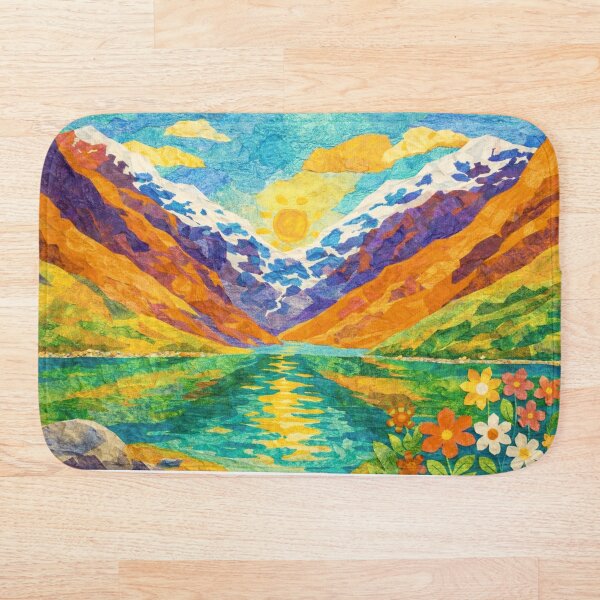 Item preview, Glowing Sunset Mountain, Watercolor Papercut, Childrens Book Illustration designed and sold by SWSandraWechner.