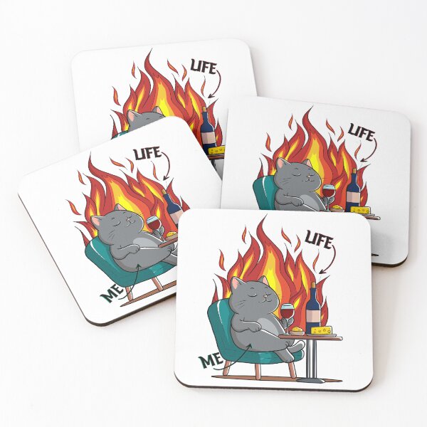 Item preview, Funny Cat Fine Wine Meme - Life is on Fire - Sarcastic Humor designed and sold by BlackCat Vibe.