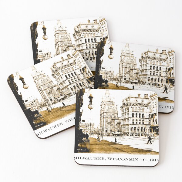 Item preview, Downtown Milwaukee Wisconsin, c 1915, Vintage Digital Engraving designed and sold by AMacGPhilly.