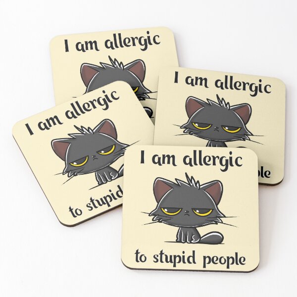 Item preview, I Am Allergic to Stupid People Funny Grumpy Cat Meme designed and sold by BlackCat Vibe.