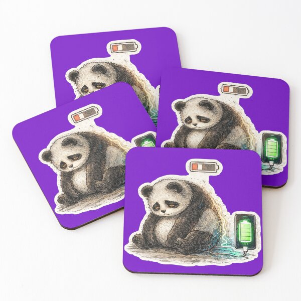Item preview, Panda Battery Low Sticker – Modern Life Burnout Animal Art designed and sold by Felixuss.